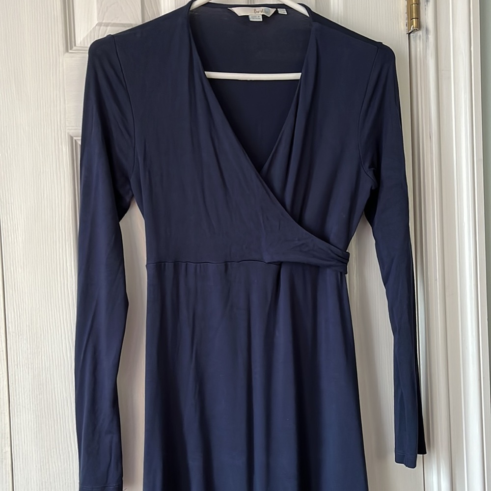 Boden Blue wrap style v neck long sleeve dress size 8P